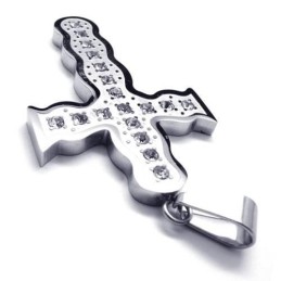 Collana Con Ciondolo A Croce In Titanio Puro E Argento Da Uomo (Nuova)