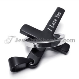 Ciondolo A Forma Di Croce E Cerchio In Titanio Nero