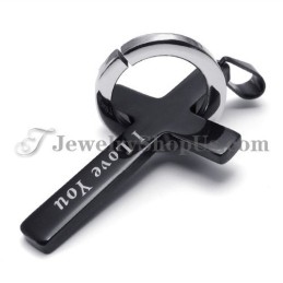 Ciondolo A Forma Di Croce E Cerchio In Titanio Nero