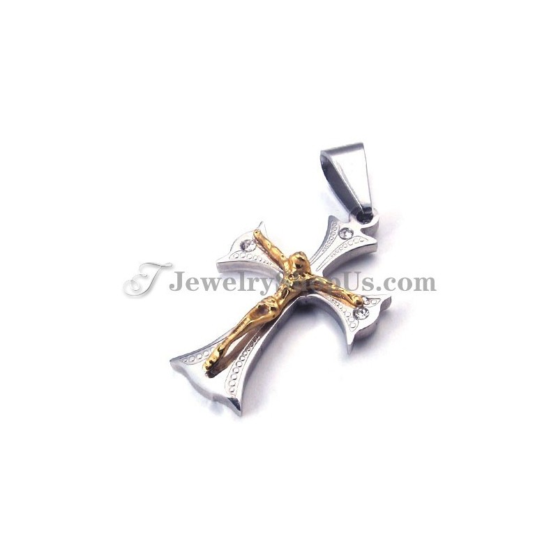 Ciondolo A Forma Di Croce In Titanio Da Donna In Oro Con Ciondolo A Forma Di Gesù Ciondolo A Forma Di Croce In Titanio Da Donna In Oro Con Ciondolo A Forma Di Gesù