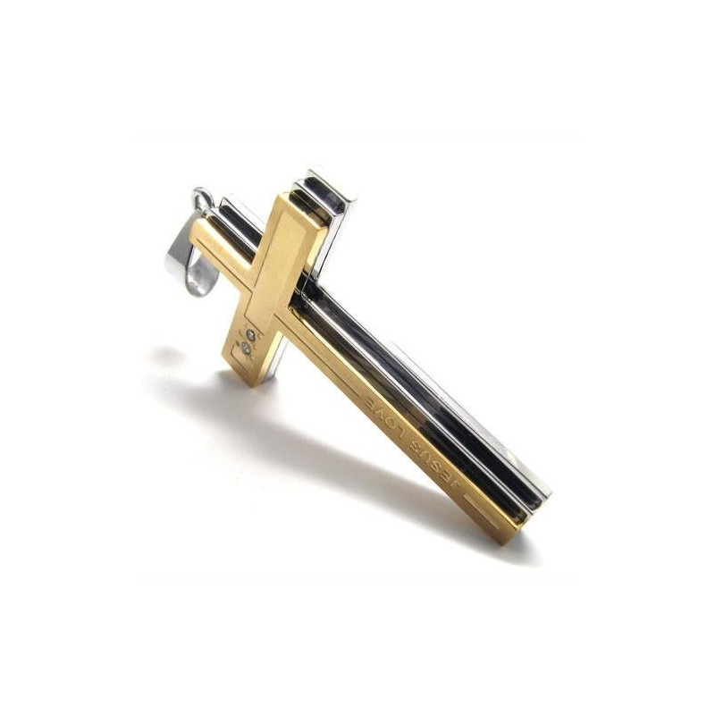 Collana Con Ciondolo A Croce In Titanio Puro Dorato E Argento Collana Con Ciondolo A Croce In Titanio Puro Dorato E Argento
