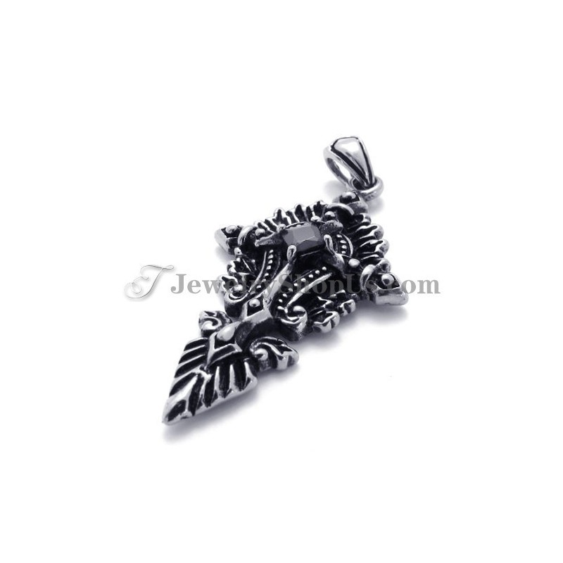 Ciondolo In Titanio Alla Moda Con Zircone Nero Ciondolo In Titanio Alla Moda Con Zircone Nero
