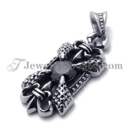 Elegante Ciondolo In Titanio Con Zircone Nero
