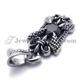 Elegante Ciondolo In Titanio Con Zircone Nero