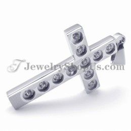 Elegante Ciondolo A Forma Di Croce In Titanio Con Strass