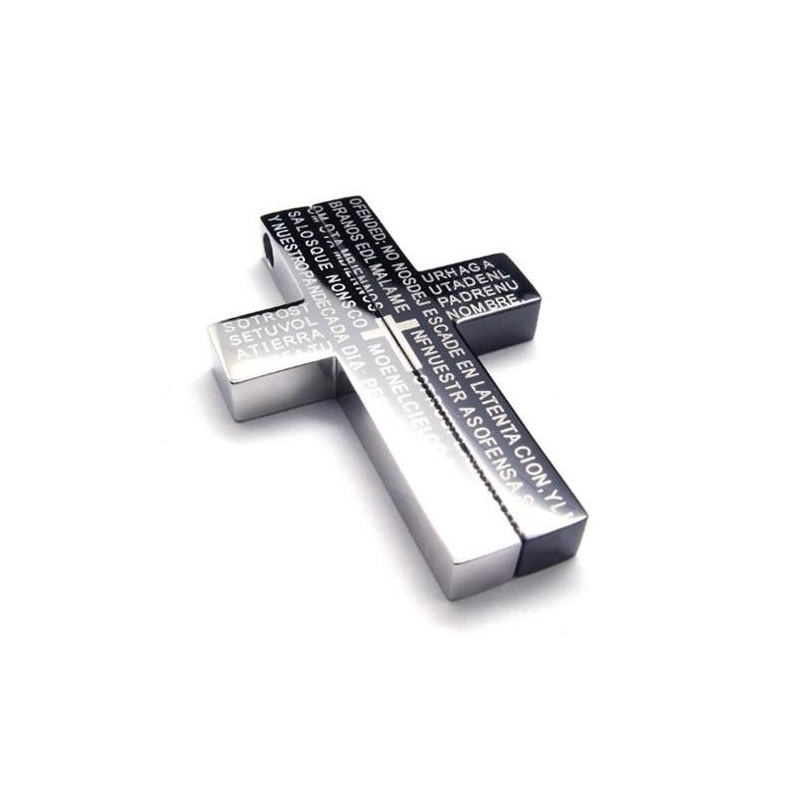 Collana Con Ciondolo A Croce In Titanio Puro Nero Da Uomo (Nuovo)