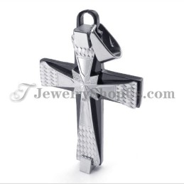 Elegante Ciondolo A Croce In Titanio Nero