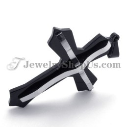 Ciondolo A Croce In Titanio Nero Alla Moda