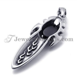 Ciondolo In Titanio Con Zircone Nero Alla Moda