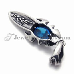Ciondolo In Titanio Con Zircone Blu Moda