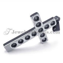 Elegante Ciondolo A Forma Di Croce Nera In Titanio Con Strass