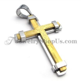Splendido Ciondolo A Croce In Titanio Oro E Argento