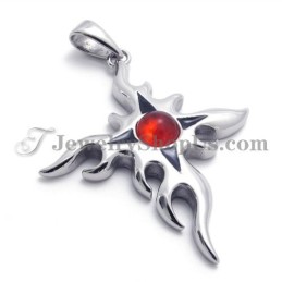 Ciondolo In Titanio Alla Moda Con Zircone Rosso