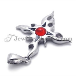 Ciondolo In Titanio Alla Moda Con Zircone Rosso
