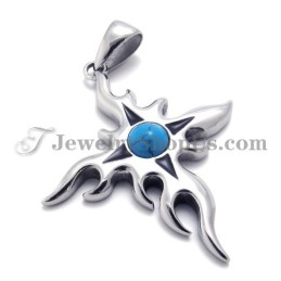 Ciondolo In Titanio Alla Moda Con Zircone Blu