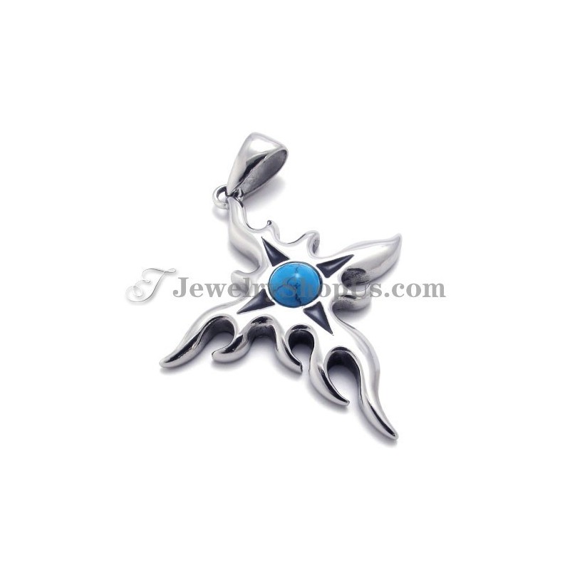 Ciondolo In Titanio Alla Moda Con Zircone Blu Ciondolo In Titanio Alla Moda Con Zircone Blu
