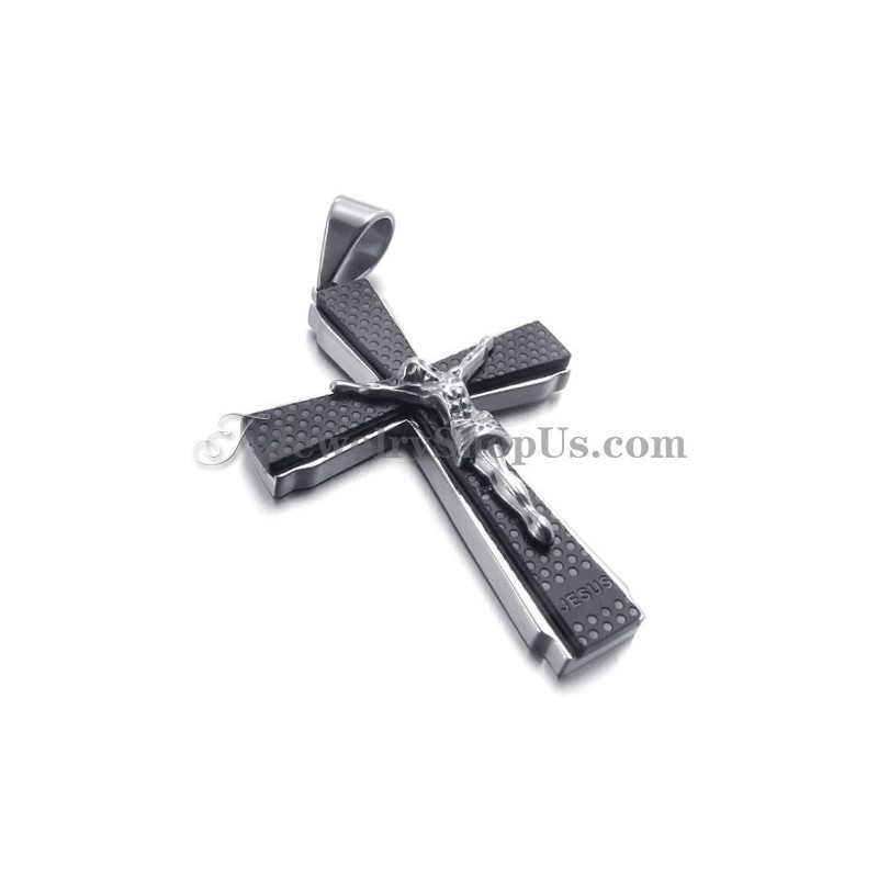 Elegante Ciondolo In Titanio Nero Con Croce Di Giuda Elegante Ciondolo In Titanio Nero Con Croce Di Giuda