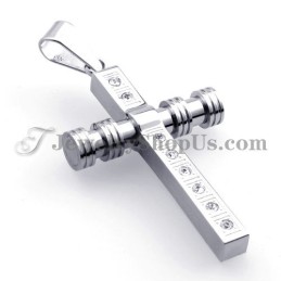 Splendido Ciondolo A Croce In Titanio Con Strass