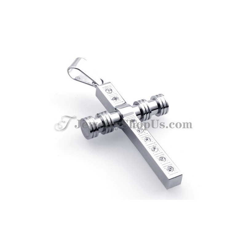 Splendido Ciondolo A Croce In Titanio Con Strass Splendido Ciondolo A Croce In Titanio Con Strass