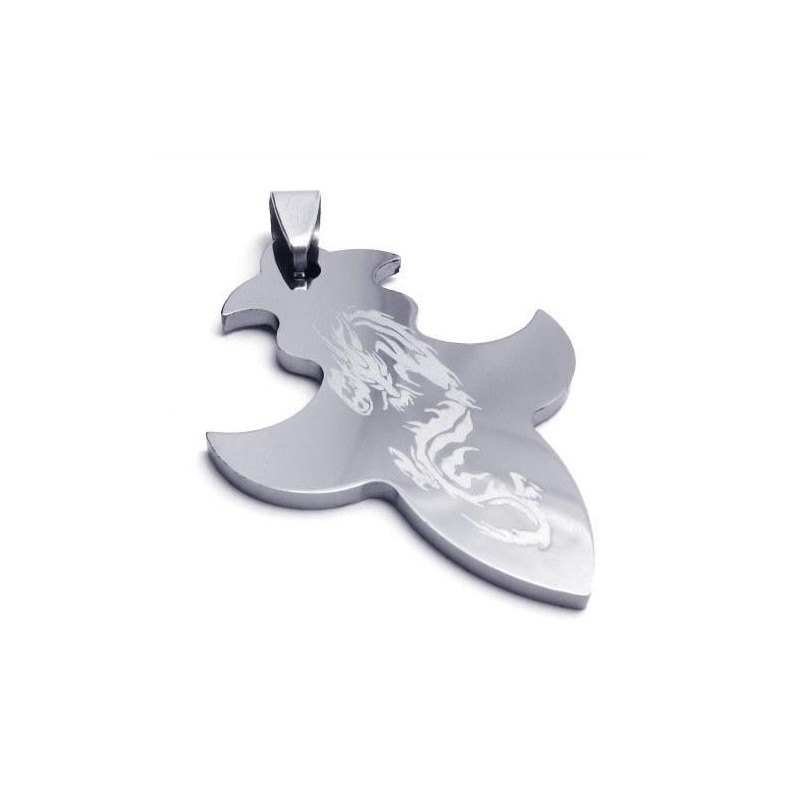 Collana Da Uomo Con Ciondolo A Forma Di Croce E Drago In Acciaio Al Tungsteno (Nuova) Collana Da Uomo Con Ciondolo A Forma Di Croce E Drago In Acciaio Al Tungsteno (Nuova)
