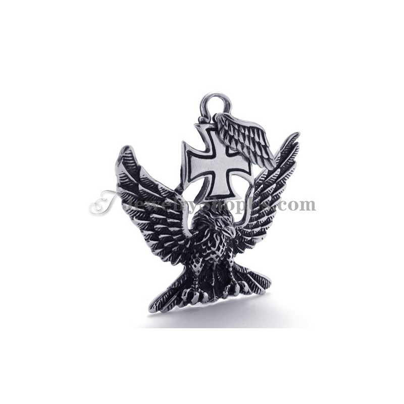 Ciondolo In Titanio Con Aquila E Croce Ciondolo In Titanio Con Aquila E Croce