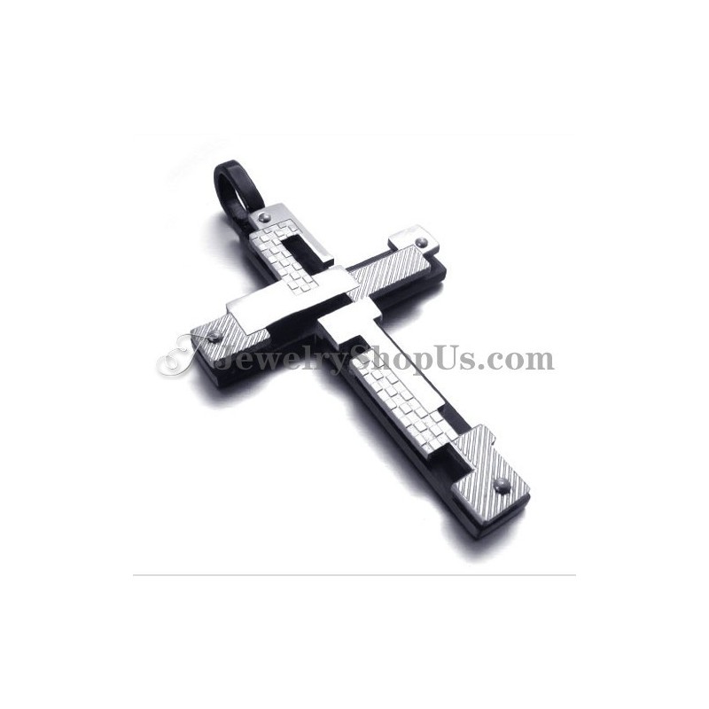 Ciondolo A Croce In Titanio Nero Alla Moda