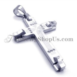 Splendido Ciondolo A Forma Di Croce In Titanio Con Strass