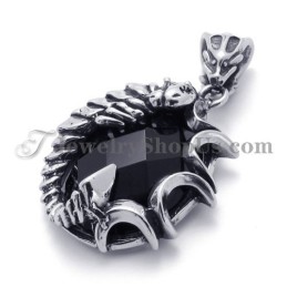 Elegante Ciondolo In Titanio Con Zircone Nero
