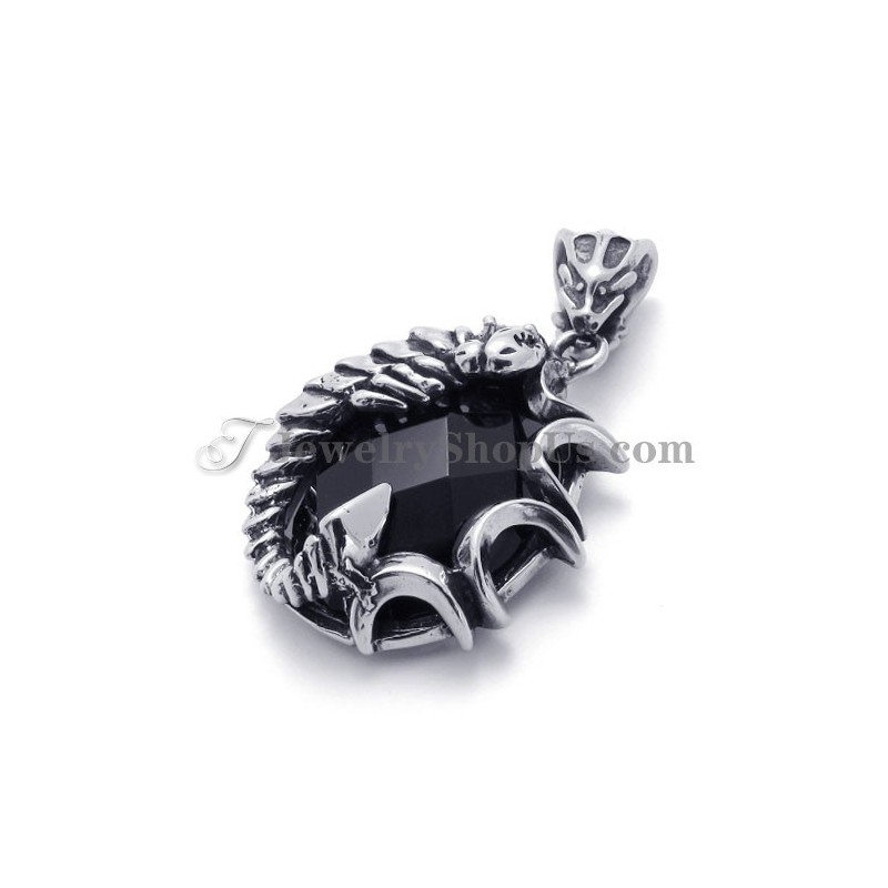 Elegante Ciondolo In Titanio Con Zircone Nero Elegante Ciondolo In Titanio Con Zircone Nero