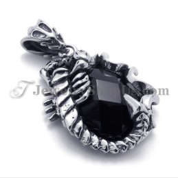 Elegante Ciondolo In Titanio Con Zircone Nero