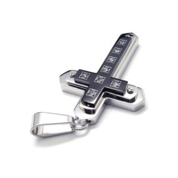 Collana Con Ciondolo A Croce In Titanio Nero Puro Da Uomo