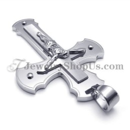 Ciondolo Classico In Argento E Titanio Con Croce Di Gesù