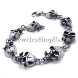 Elegante Bracciale Con Teschi In Titanio