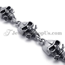 Elegante Bracciale Con Teschi In Titanio