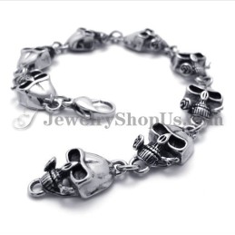 Elegante Bracciale Con Teschi In Titanio