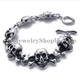 Bracciale Con Teschi In Titanio Alla Moda
