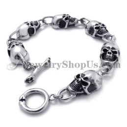 Bracciale In Titanio Con Teschi Alla Moda