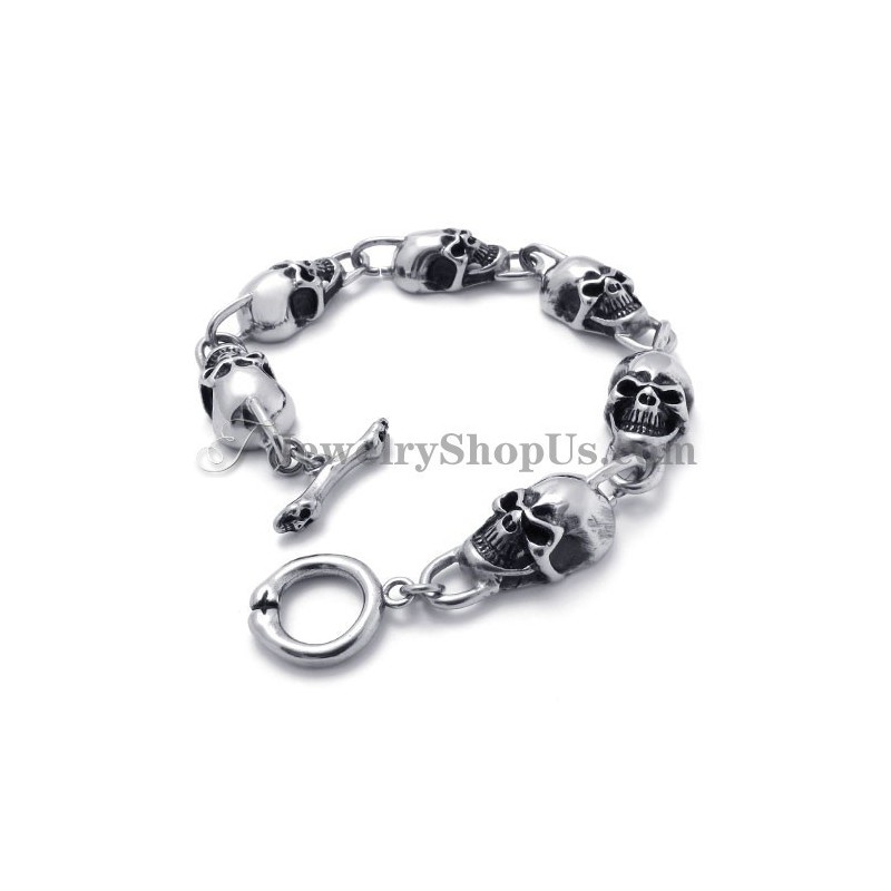 Bracciale In Titanio Con Teschi Alla Moda Bracciale In Titanio Con Teschi Alla Moda