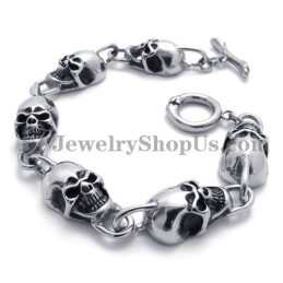 Bracciale In Titanio Con Teschi Alla Moda