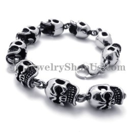 Bracciale In Titanio Con Teschi Eleganti