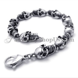 Bracciale In Titanio Con Teschi Eleganti
