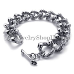 Bracciale Con Teschi In Titanio Alla Moda