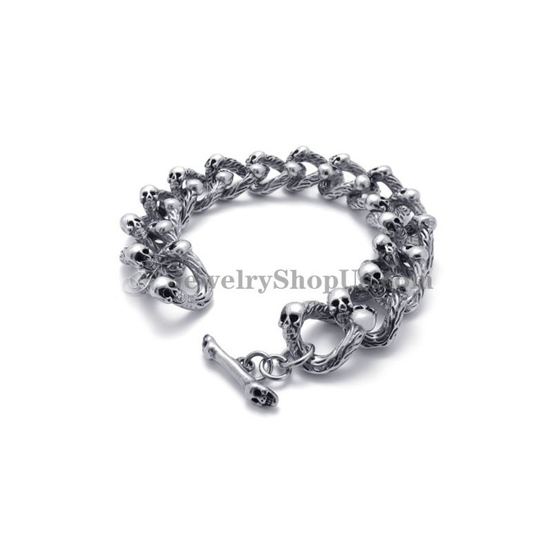 Bracciale Con Teschi In Titanio Alla Moda Bracciale Con Teschi In Titanio Alla Moda