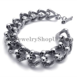Bracciale Con Teschi In Titanio Alla Moda