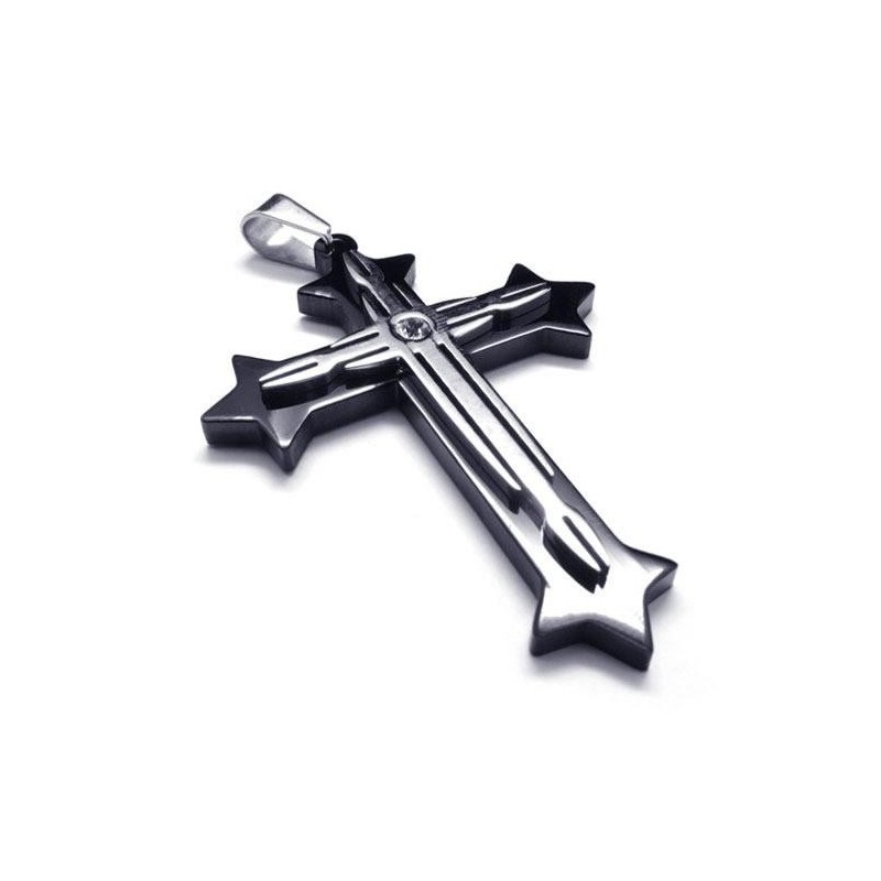 Collana Con Ciondolo A Croce In Titanio Puro Nero Da Uomo (Nuova) Collana Con Ciondolo A Croce In Titanio Puro Nero Da Uomo (Nuova)