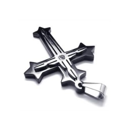 Collana Con Ciondolo A Croce In Titanio Puro Nero Da Uomo (Nuova)