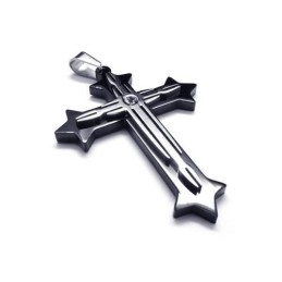 Collana Con Ciondolo A Croce In Titanio Puro Nero Da Uomo (Nuova)