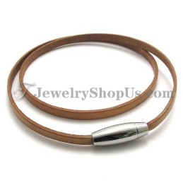 Bracciale In Pelle Marrone Alla Moda Con Titanio