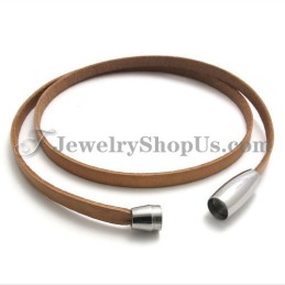 Bracciale In Pelle Marrone Alla Moda Con Titanio