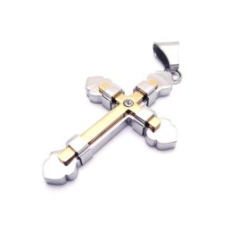 Collana Con Ciondolo A Croce In Titanio Puro Dorato Da Uomo (Nuovo)